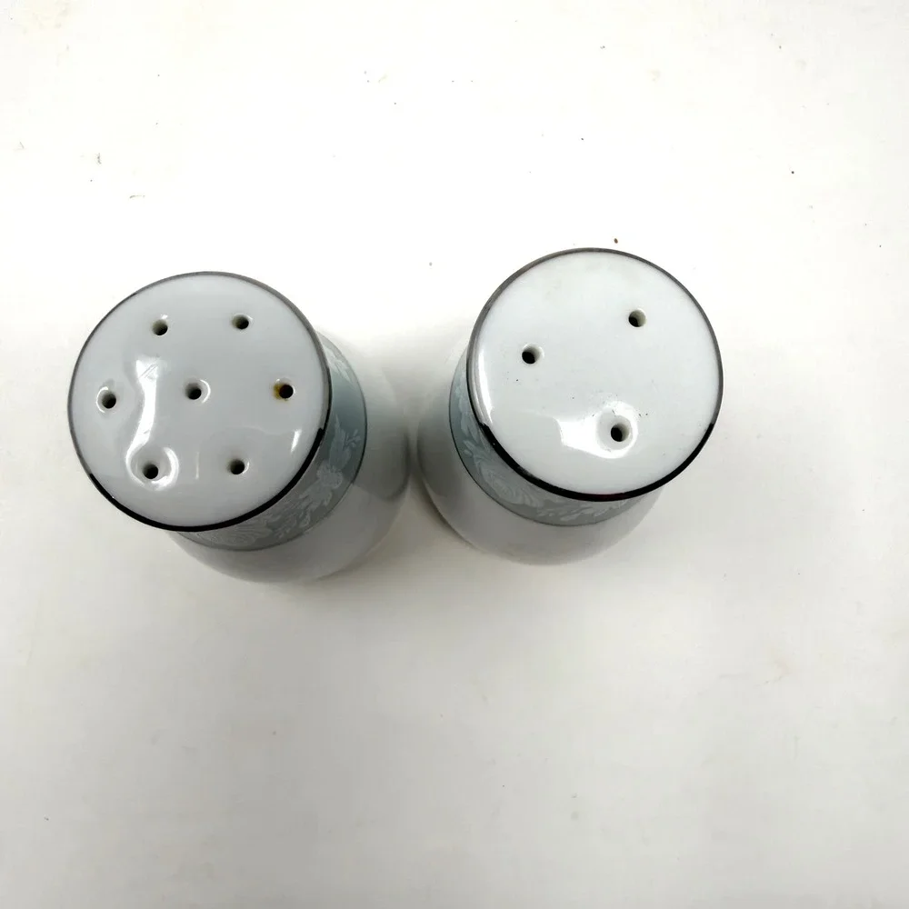 Noritake Japan Lamita Porcelain Salt and Pepper Shakers Floral Blue White Set